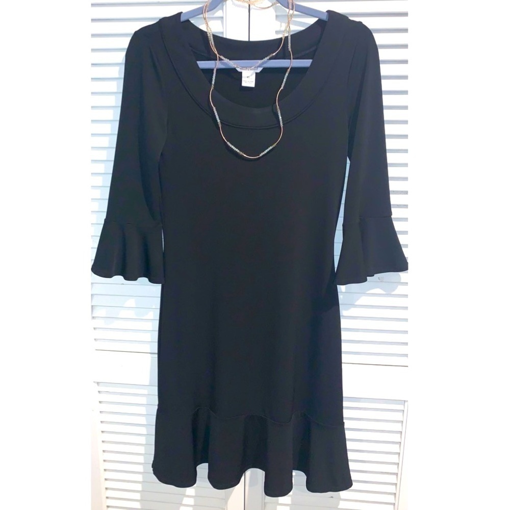 White House Black Market midi bell sleeve Black Dress XS